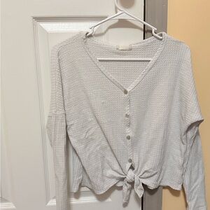 Altar'd State OffWhite Long Sleeve Tie-Front Top